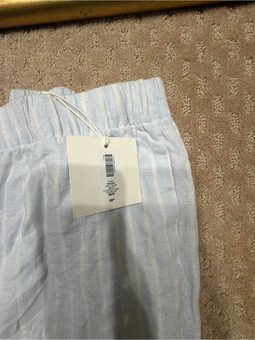 ARITZIA Light Blue Stripe Linen Blend Pants - NWT Size XS